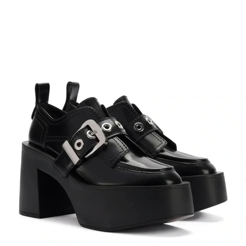 NIB LARROUDÉ Stewart Platform Oxford In Black Leather